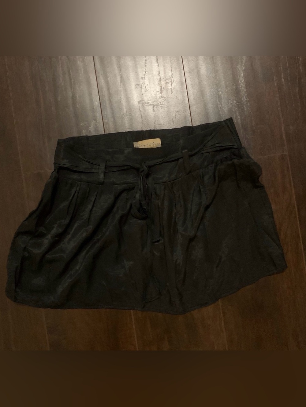 Angel Kiss Black Mini Skirt with Tie Waist